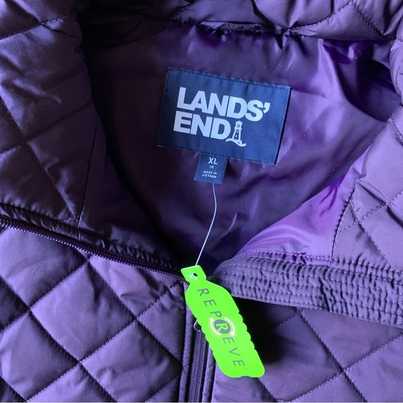 Lands’ End Womens Quilted Hiking Puffer Vest XL Purple Zip Gorp Core Classic NWT - Picture 2 of 10